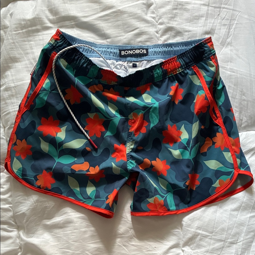 Bonobos Men’s Floral Swim Trunks in Navy, Red, Green